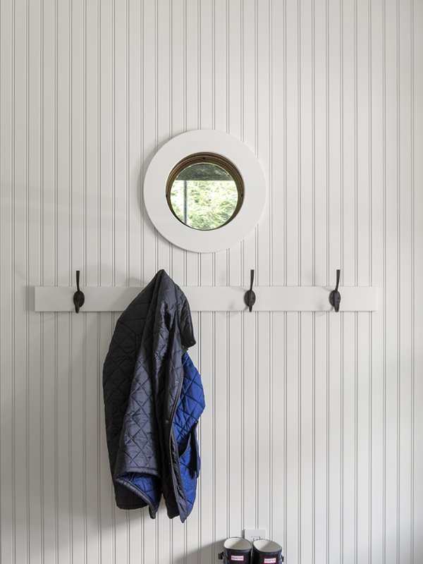 mudroom with wood tough and groove walls© Jacob Lilley Architects Needham, MA