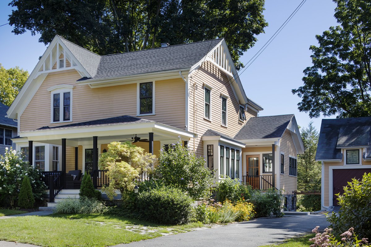 exterior house and porch© Jacob Lilley Architects Needham, MA