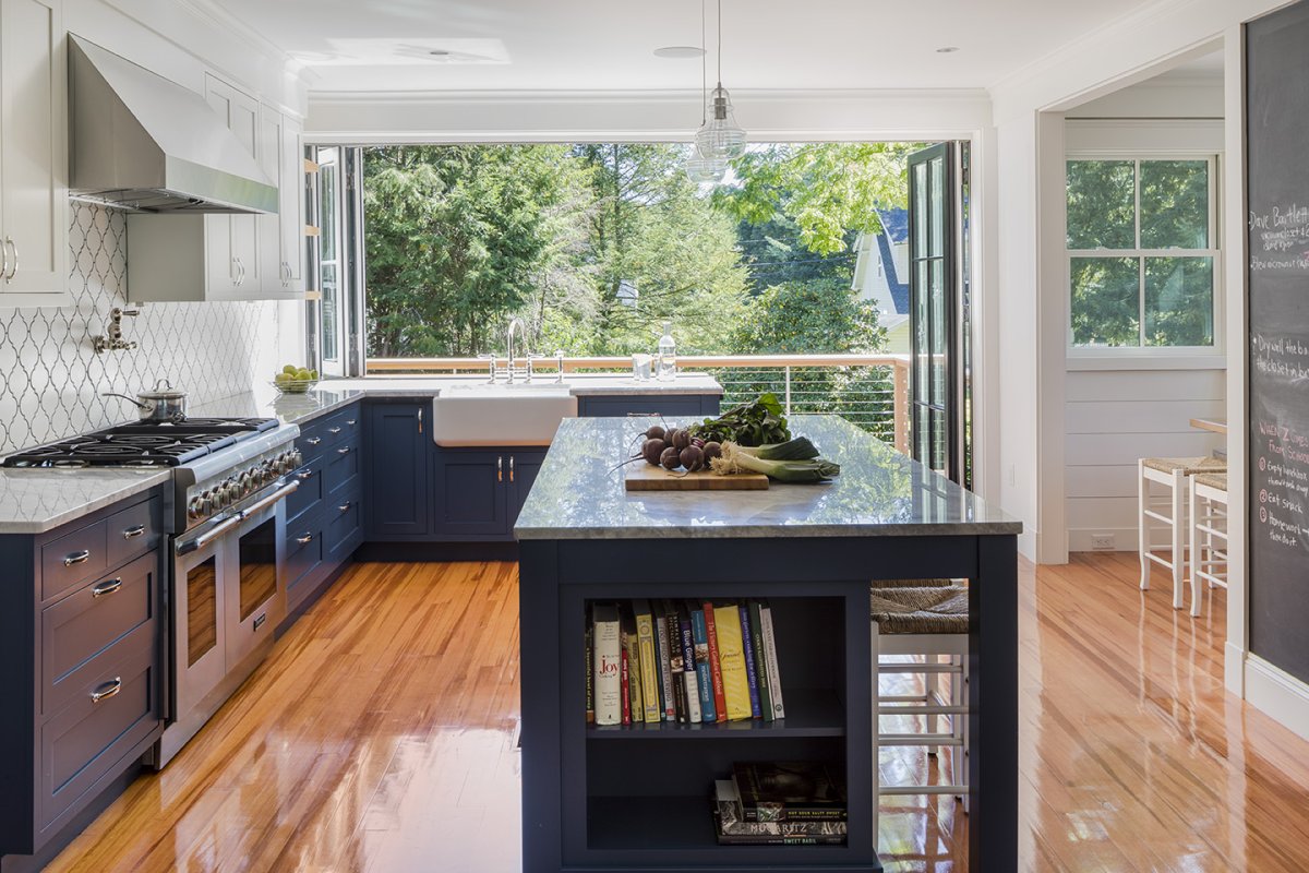 kitchen and island© Jacob Lilley Architects Needham, MA