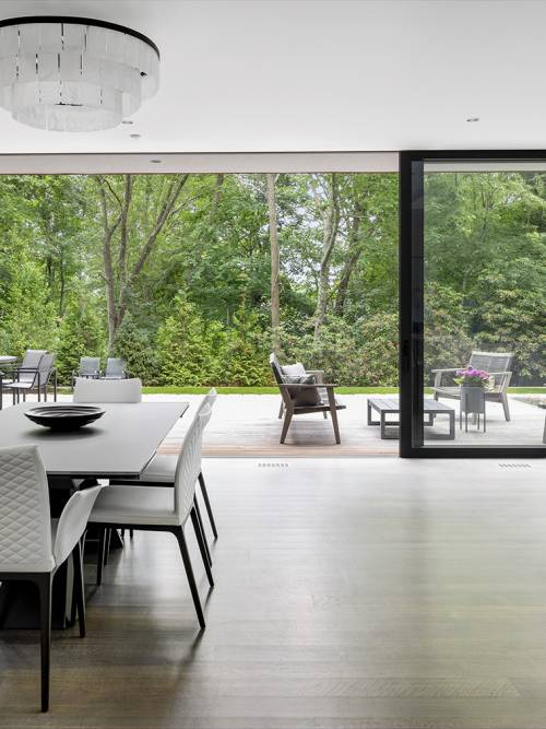 modern living room with open doors