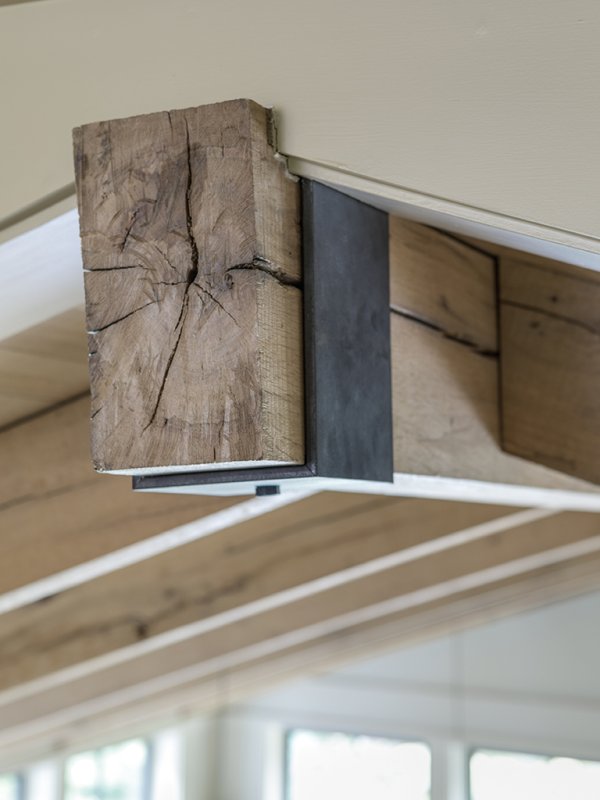 white oak beam detail© Jacob Lilley Architects Lexington, MA