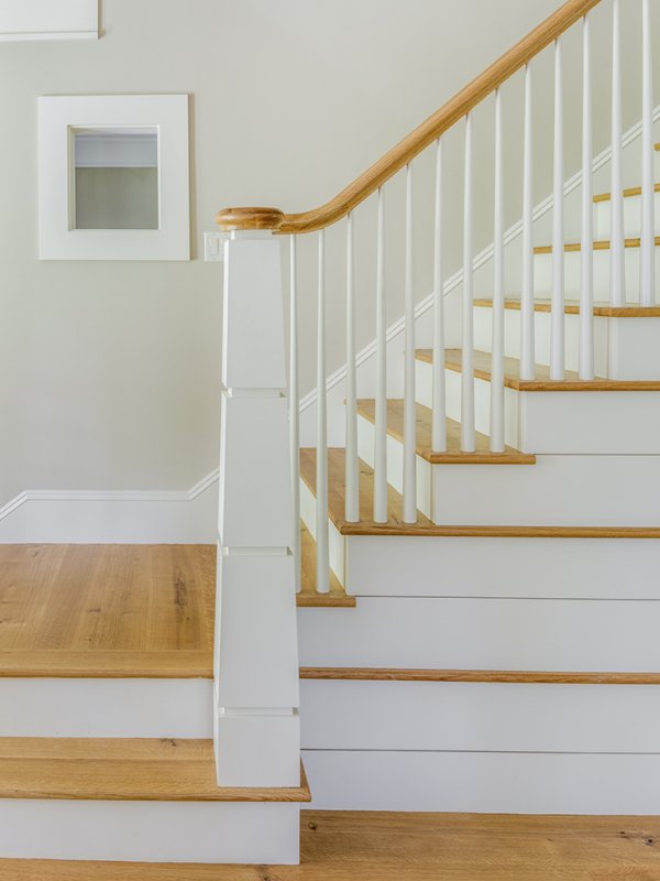 custom stair and newel post© Jacob Lilley Architects Lexington, MA